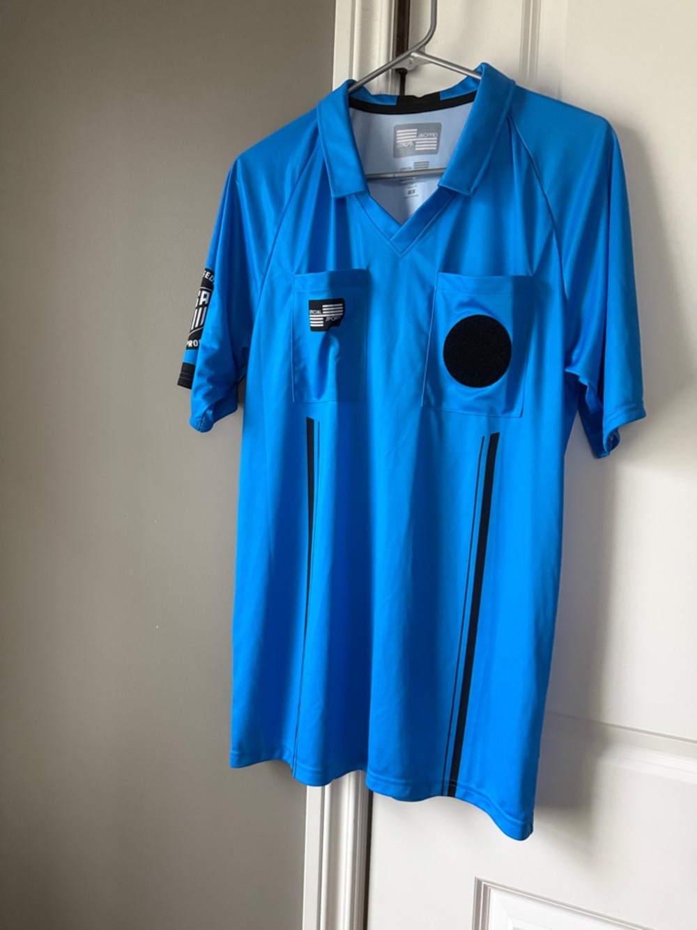 Blue Referee Polo Shirt with Chest Pockets